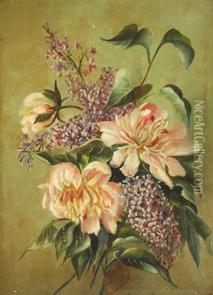Blumenstilleben Mit Pfingstrosen Und Flieder Oil Painting - Gregoire Lehmann