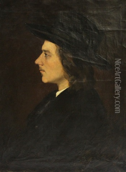 Portrait Des Jungen Walther Schulte Vom Bruhl. Bruststuck Im Profil Oil Painting - Eugen Ritter