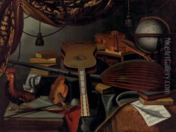Musical Instruments Oil Painting - Bartolomeo Bettera