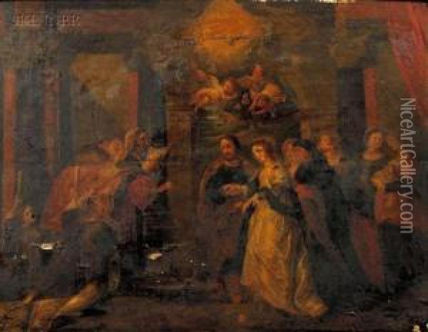 Marriage Of The Virgin Oil Painting - Balthasar Beschey