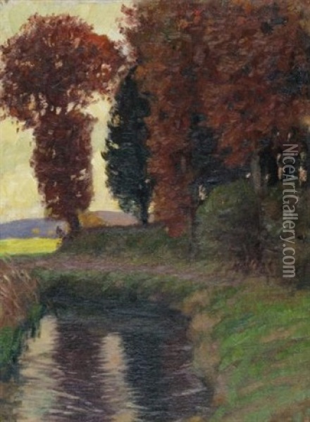 Bachlandschaft Im Herbst Oil Painting - Franz Hecker