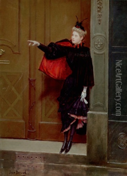 The Red Cape Oil Painting - Jean Beraud