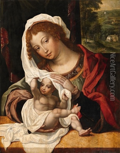 The Virgin And Child Oil Painting - Jan Gossaert