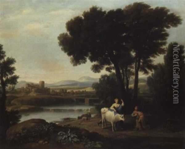 A Landscape With Juno Putting Io Under The Care Of Argus Oil Painting - Claude Lorrain