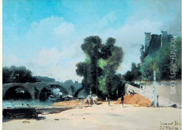 Le Pont Royal Oil Painting - Jean D'Alheim