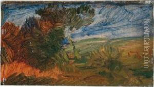 Autumnal Landscape With Blue Sky Oil Painting - Wilhelm Busch
