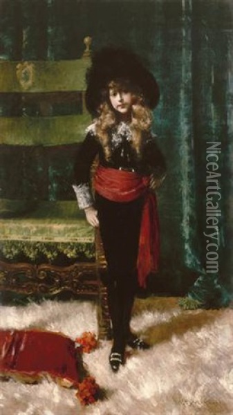 Child Star Elsie Leslie Lyde As Little Lord Fauntleroy Oil Painting - William Merritt Chase
