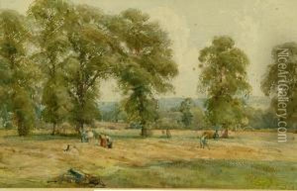 A Hay Making Scene Oil Painting - Arthur Reginald Smith