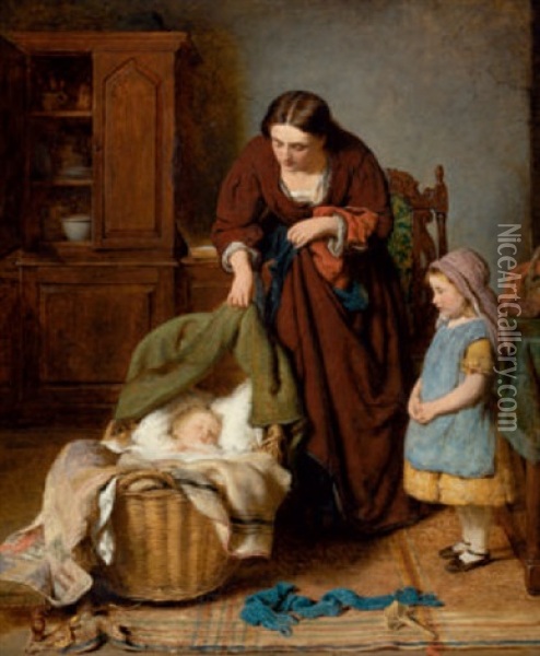 Interieur Mit Mutter Und Zwei Kindern Oil Painting - George Smith