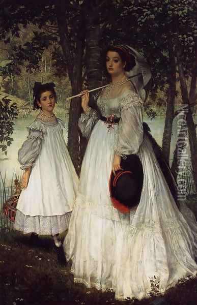 The Two Sisters; Portrait Oil Painting - James Jacques Joseph Tissot