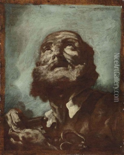 An Oil Sketch Of Saint Peter Oil Painting - Giovanni Battista Piazzetta