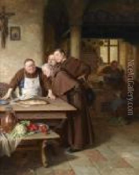 In The Monastery Kitchens Oil Painting - Eduard Von Grutzner