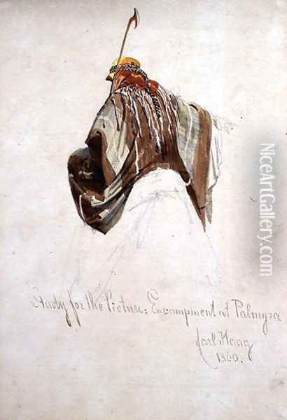 Study for Encampment at Palmyra top of figure on camels back Oil Painting - Carl Haag