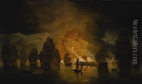 The Bombardment Of Algiers, 27 August 1816 Oil Painting - Thomas Luny