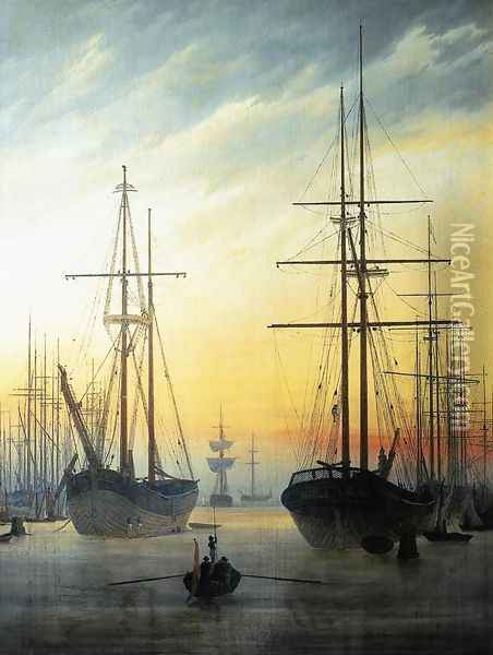 View of a Harbour 1815-16 Oil Painting - Caspar David Friedrich