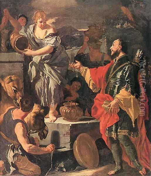 Rebecca at the Well Oil Painting - Francesco Solimena