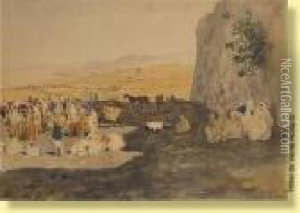Campement Nomade (orientaliste) Oil Painting - Edmund Berninger