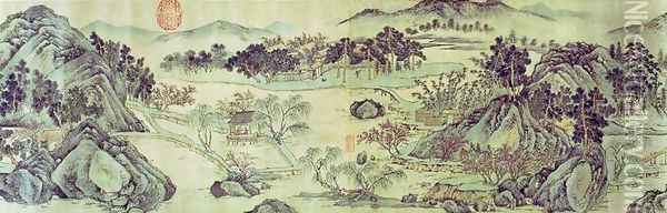The Peach Blossom Spring from a poem entitled Tao Yuan Bi Jing written by Wang Wei (701-761), 1524 Oil Painting - Zhengming Wen