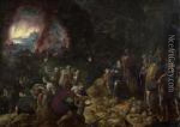 Aeneas Flieht Mit Anchises Aus Dem Brennenden Troja. Oil Painting - Jan The Elder Brueghel