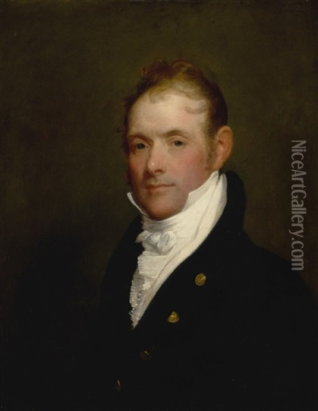 Portrait Of A Gentleman, Possibly A Member Of The Dalrymple Fanshaw Family, Bust Length Oil Painting - Gilbert Stuart
