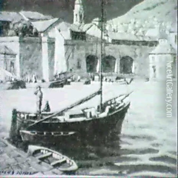 The Medieval Harbour - Ragusa (dubrovnik) Oil Painting - Hugh Griffith Jones