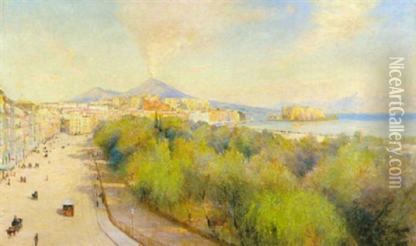 Vy Over Neapelbukten Oil Painting - Axel Lindman