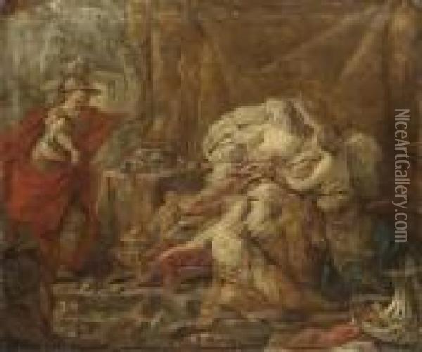 Death Of Cleopatra - A Sketch Oil Painting - Jean-baptiste Deshays