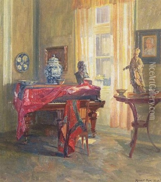 Interior Med Klaver Oil Painting - Robert Panitzsch