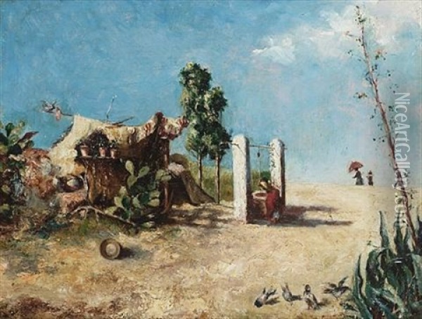 At The Well Oil Painting - Joaquim Cuadras