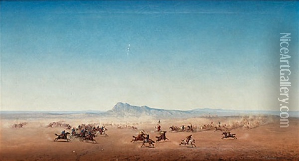 Nordafrikansk Bataljscen Oil Painting - Henrik August Ankarcrona