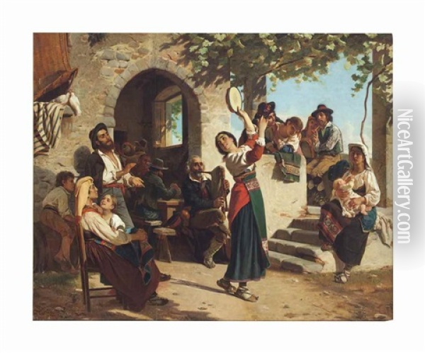 The Gypsy Dance Oil Painting - Luigi Bechi