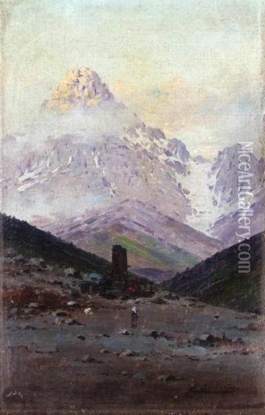 In The Caucasian Mountain Oil Painting - Richard Karlovich Zommer