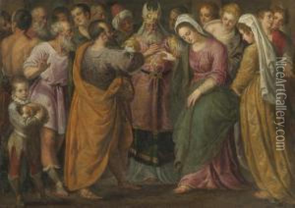 The Marriage Of Joseph And Mary Oil Painting - Giuseppe Salviati