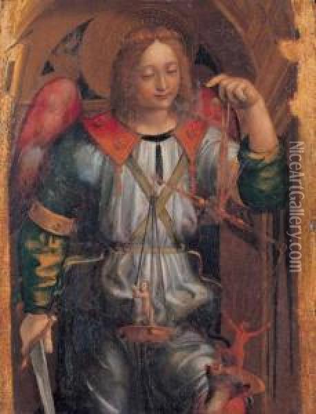 San Michele Arcangelo Oil Painting - Bernardino Zenale