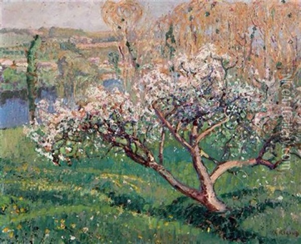 Apple Tree In Bloom Oil Painting - Pierre Gaston Rigaud