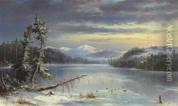 Snowy Landscape Oil Painting - Regis Francois Gignoux
