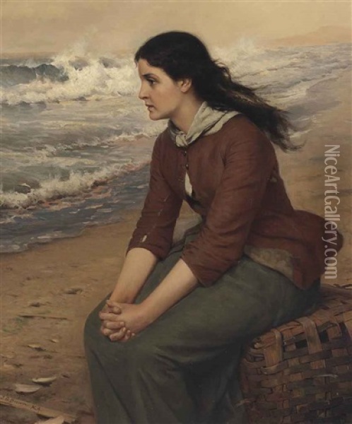 When The Flowing Tide Comes In Oil Painting - John George Brown