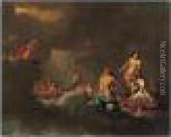 The Marriage Of Peleus And Thetis Oil Painting - Cornelis Van Poelenburch