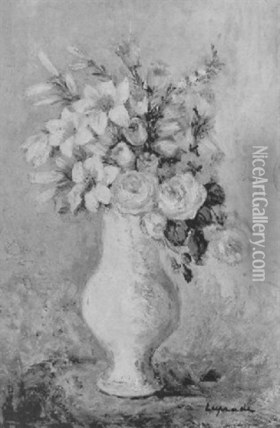 Bouquet De Fleurs Blanches: Lys Et Roses Oil Painting - Pierre Laprade