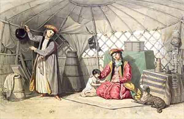 Kalmuk Women in their tent Oil Painting - Ferogio, Francois Fortune Antoine