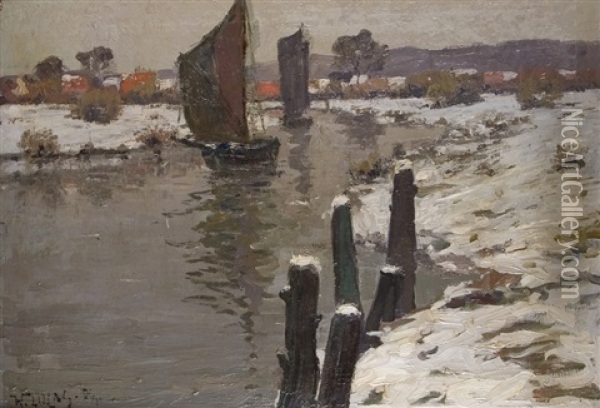 Winter At The River Oil Painting - Wilhelm (Willy) Lucas
