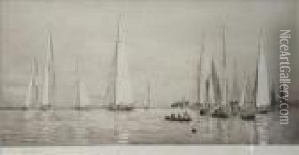 Yachts Racing At Cowes Oil Painting - William Lionel Wyllie