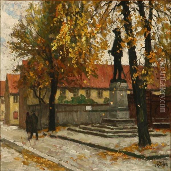 Autumn Day In Nyboder, Denmark Oil Painting - Paul-Gustave Fischer