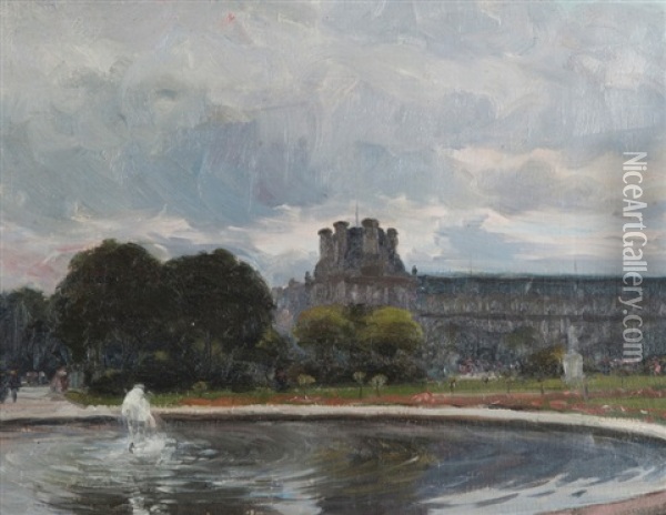Bassin Aux Tuileries Oil Painting - Anatole Eugene Hillairet