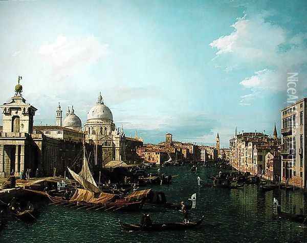 Entrance to the Grand Canal: Looking West, c.1738-42 Oil Painting - (Giovanni Antonio Canal) Canaletto
