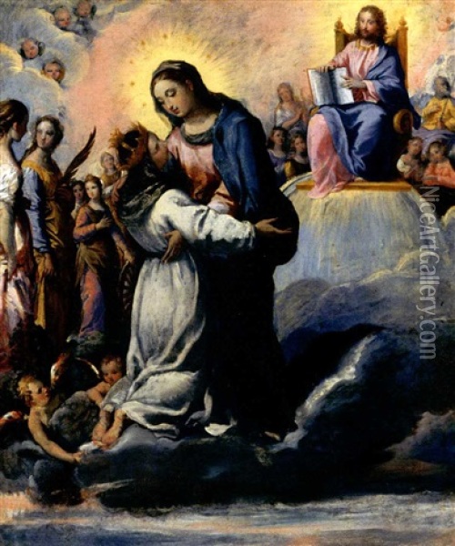 La Vergine Accoglie Santo Stefano D'ungheria In Paradiso Oil Painting -  Scarsellino