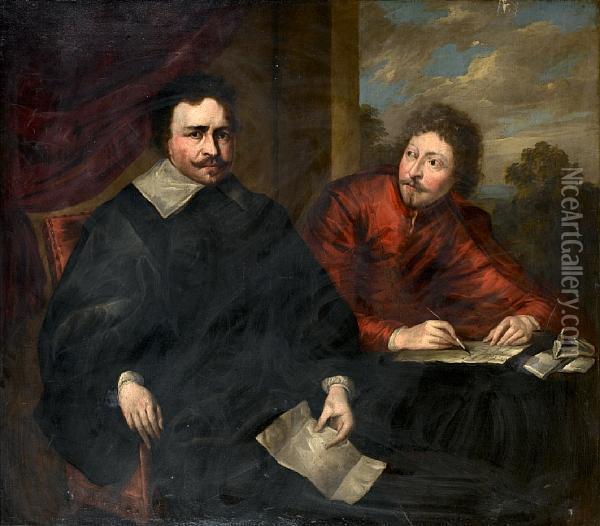 Portrait Of Thomas Wentworth, Earl Ofstrafford, And His Secretary, Philip Mainwaring Oil Painting - Sir Anthony Van Dyck