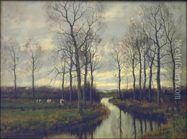River Landscape Wi Oil Painting - Arnold Marc Gorter