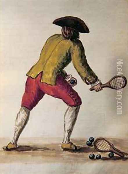 Nobleman playing racquets Oil Painting - Jan van Grevenbroeck