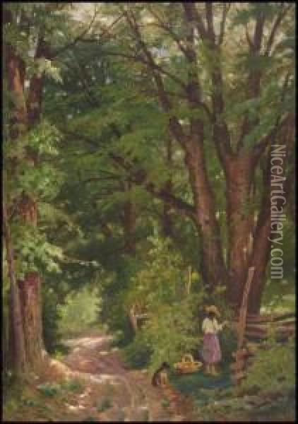 Berry Picking Oil Painting - William Raphael